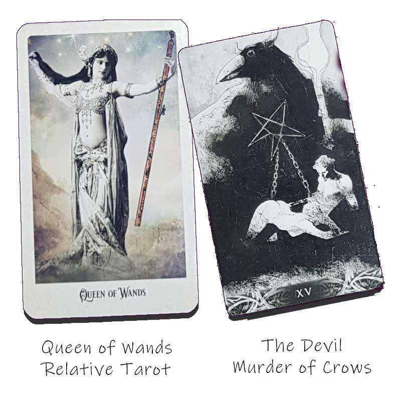 The Queen of Wands paired with The Devil