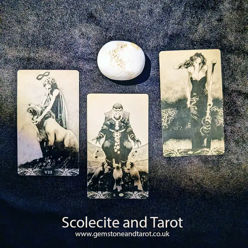Reading Tarot with a Scolecite Palm Stone
